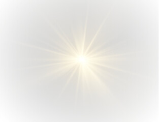 PNG golden sunlight burst with sparkle glow and transparent light effect featuring optical rays,...
