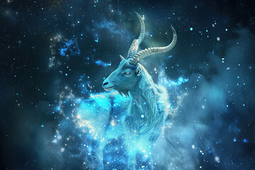 Astrological abstract composition with concept of Capricorn zodiac sign symbol