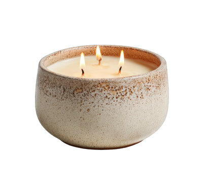 Cream-colored ceramic candle with three flames