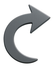 Grey curved arrow icon in flat style.