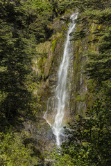 ニュージーランド　アーサーズ・パス国立公園のアヴァランチ・クリーク・ウォーターフォール