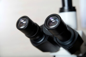 Microscope for medical research closeup.