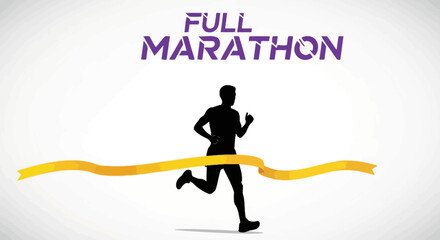 Fototapeta premium Silhouette runner crossing the finish line in a competitive marathon event