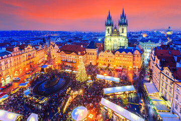 Prague, Czech Repubilc. Christmas market at Old Town Square.