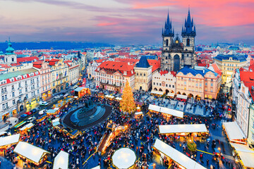 Prague, Czech Repubilc. Christmas market at Old Town Square.