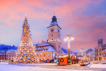 Brasov, Romania. Christmas market at Old Town Square.