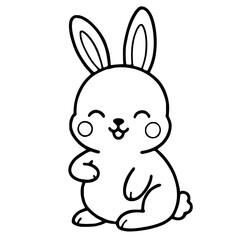 Obraz premium Cute Smiling Cartoon Bunny Outline Drawing Isolated 