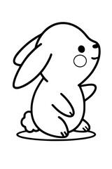 Cute rabbit outline isolated as line drawing on white
