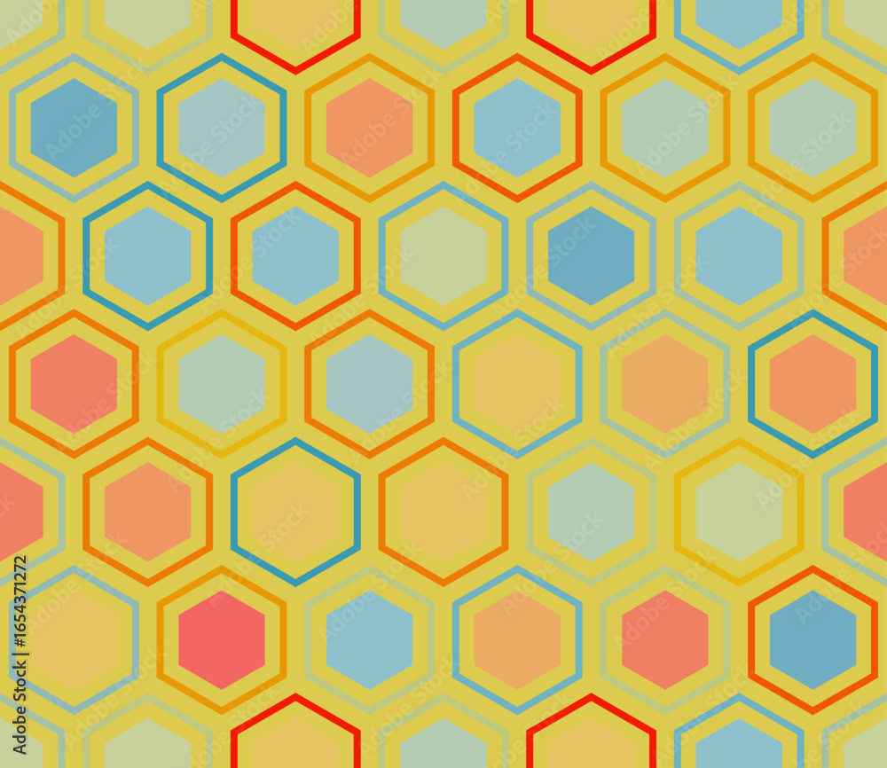Poster tileable hexagon pattern. hexagon mosaic background with inner solid cells. large honeycomb cells. m
