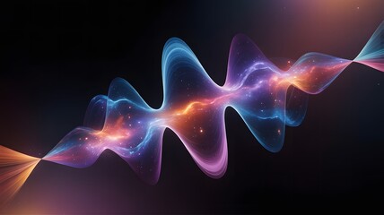 Obraz premium Vibrant cosmic waves intertwine in a mesmerizing dance of light and color against a dark, starry backdrop