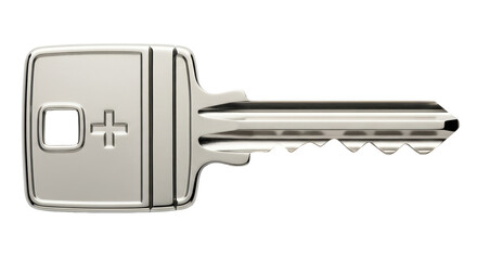 Isolated Silver Key with Swiss Cross Detail