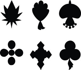 Fototapeta premium A Collection of Whimsical Black Silhouettes Diverse in Shape and Form Arranged Neatly on a White Canvas