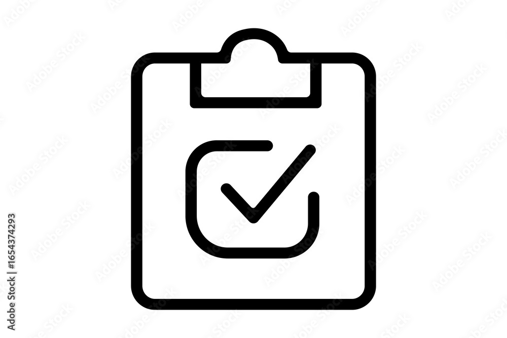 Poster the image shows a line icon of a clipboard with a checkmark. the clipboard is represented with a rec