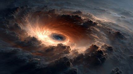 Fiery swirl tornado in space, glowing flames twisting through cosmic darkness, dynamic energy, dramatic celestial vortex, perfect for fire, space, energy, and fantasy visuals.