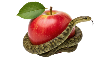 Isolated Snake and Apple