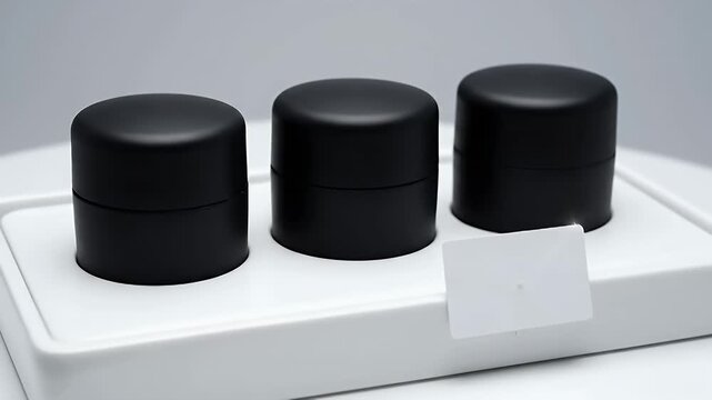 Trio aligns in tray; empty corner label; sparkle