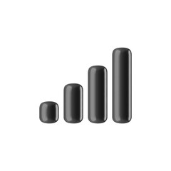 Vector cartoon 3d mobile signal sign. 3d Render of black signal strength icon. Plastic 5G Network symbol for infographic, web, app, design, game.