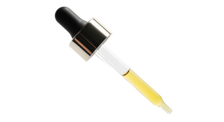 Isolated Glass Dropper with Yellow Liquid