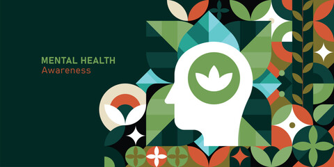 Abstract geometric background for World Mental Health Awareness, Psychological therapy, healing, and wellbeing Concept