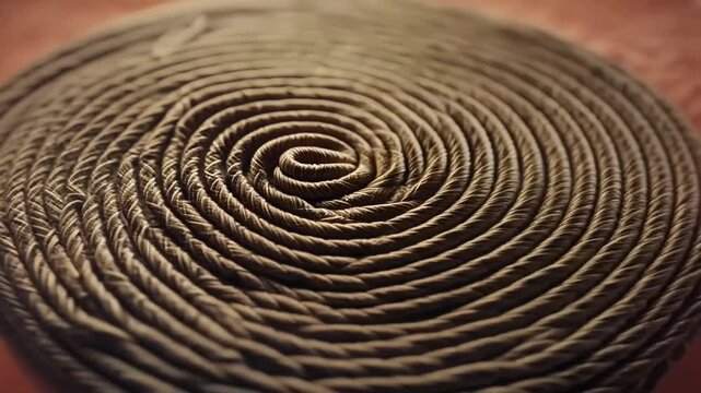 Close-up of a textured spiral rope pattern on a surface