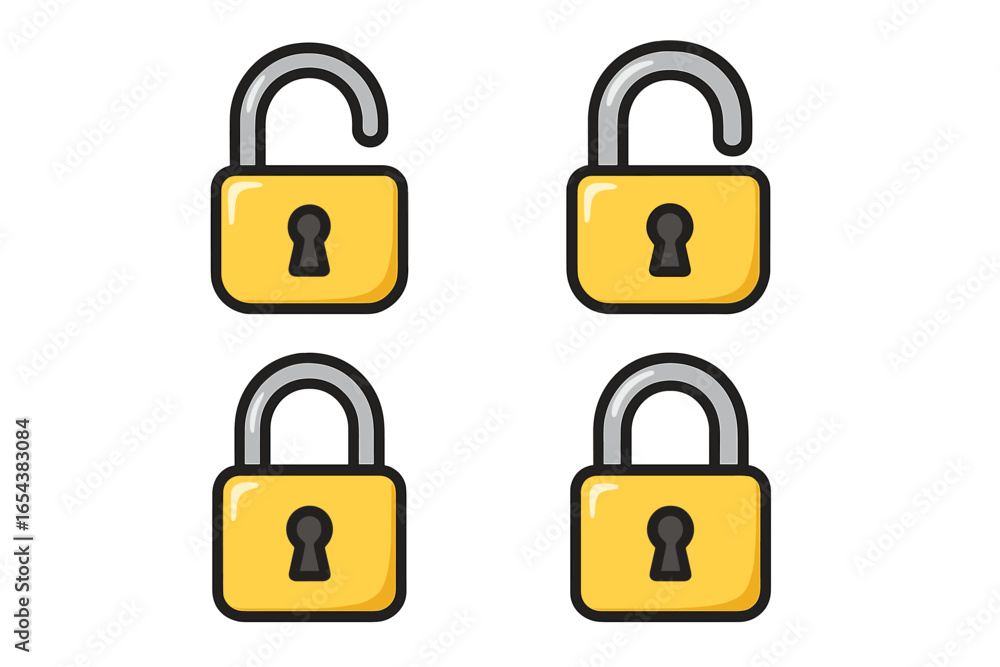 Aufkleber padlock icon set for web security and privacy. vector collection of open and closed locks. concept o