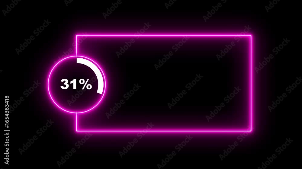 Poster numerical counting from 0 to 31. circular progress bar with bright neon green light and rectangle sq