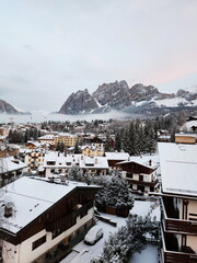 Snowy Mountain Village in Winter