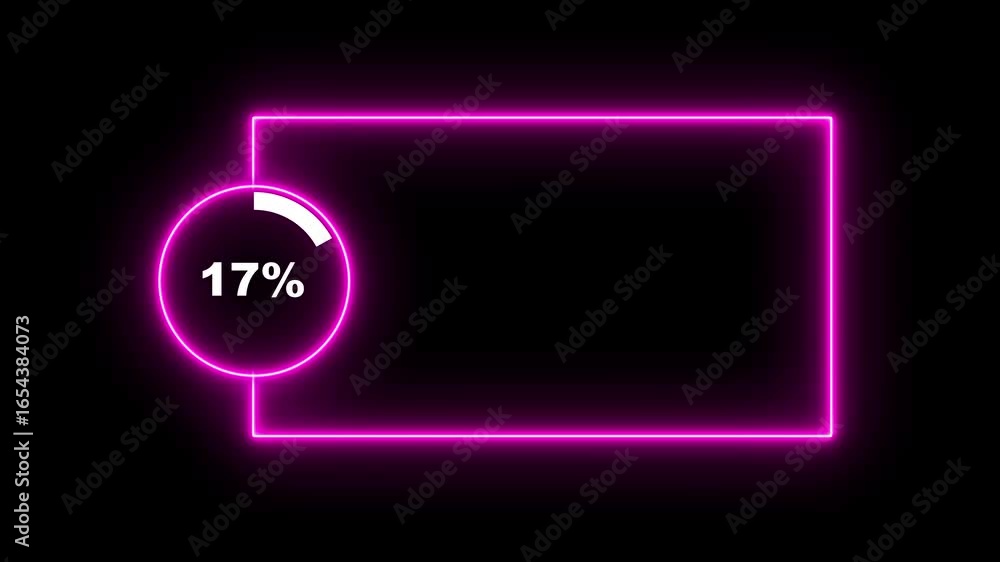 Poster numerical counting from 0 to 17. circular progress bar with bright neon green light and rectangle sq