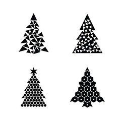 Obraz premium Christmas Tree Silhouette Vector Set