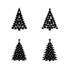 Christmas Tree Silhouette Vector Set