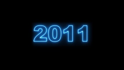 Neon line Years counter spinning from 2000 to 2011, smooth transition, numbers on black background, retro to modern timeline effect, useful for history, decades or time progression concepts, 4k videos