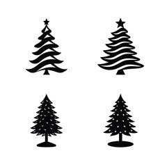 Obraz premium Christmas Tree Silhouette Vector Set