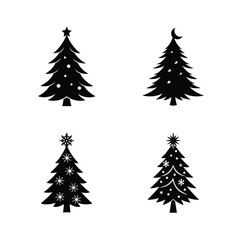 Christmas Tree Silhouette Vector Set
