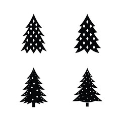 Christmas Tree Silhouette Vector Set