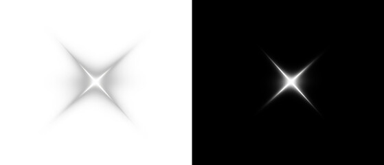 PNG Digital White Lens Flare with Star Glow and Beam on Transparent Background