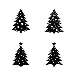 Christmas Tree Silhouette Vector Set