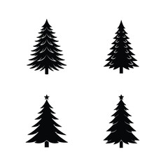 Christmas Tree Silhouette Vector Set