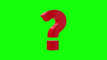 3d red glossy question mark sign rotating loop animation isolated on green screen background - Powered by Adobe
