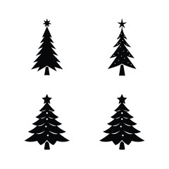 Christmas Tree Silhouette Vector Set