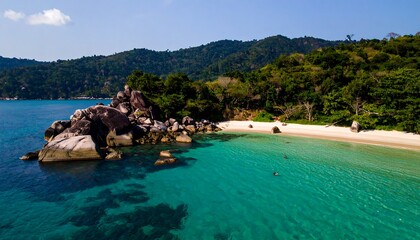 Pristine beach cove, lush island