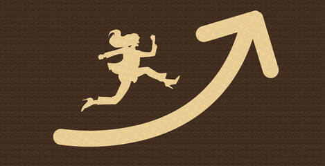 目標達成へのロードマップのイラスト(ビジネスウーマン)