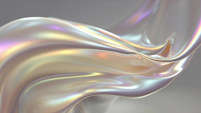 光を反射する真珠色の波打つ液体の抽象的な背景 | Abstract Background of a Wavy Iridescent Liquid Reflecting Light