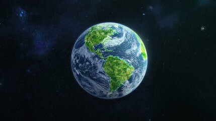 Obraz premium A lush green planet floats in space, glowing with life against the dark expanse of the cosmos.