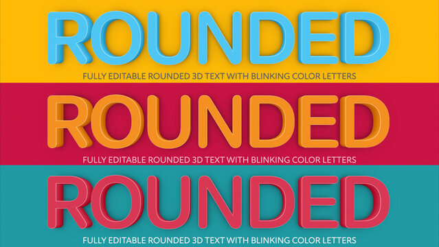 Rounded 3D Text with Blinking Color Letters