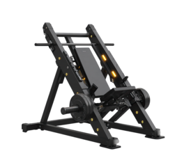 Black gym machine, angled seat, adjustable