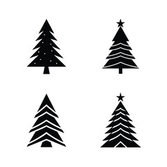 Obraz premium Christmas Tree Silhouette Vector Set
