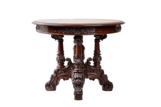 Ornate, dark wooden round table