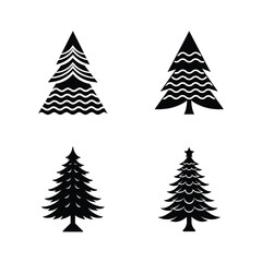 Obraz premium Christmas Tree Silhouette Vector Set