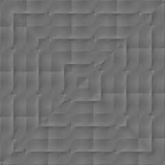 Minimalist gray geometric pattern with layered square shapes creating a 3D illusion on a textured background.

