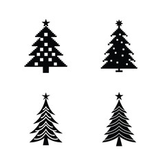 Obraz premium Christmas Tree Silhouette Vector Set
